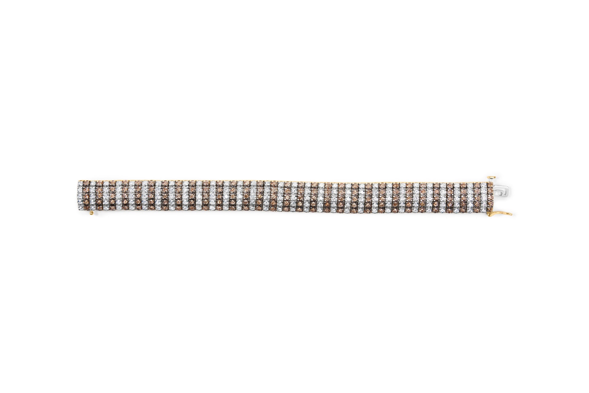 10K Yellow Gold 10-1/3 Cttw Alternating Coco Color and White Diamond 5 Row Tennis Bracelet (Brown/H-I Color, SI1-SI2 Clarity) - Size 7.25 Bids.com