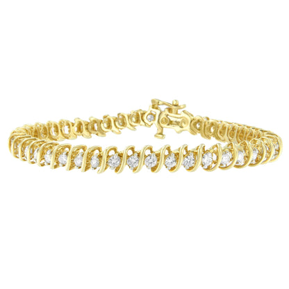 14K Yellow Gold Round Cut Diamond Spiral Link Bracelet (3.00 cttw, H-I Color, SI2-I1 Clarity) Bids.com