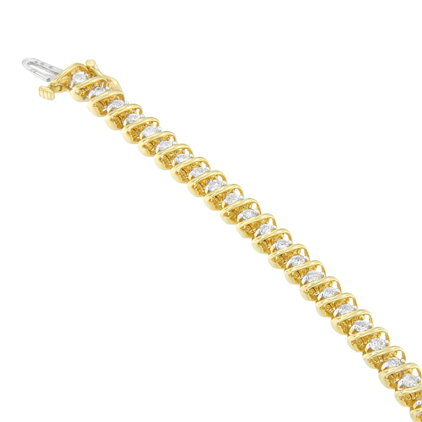 14K Yellow Gold Round Cut Diamond Spiral Link Bracelet (3.00 cttw, H-I Color, SI2-I1 Clarity) Bids.com