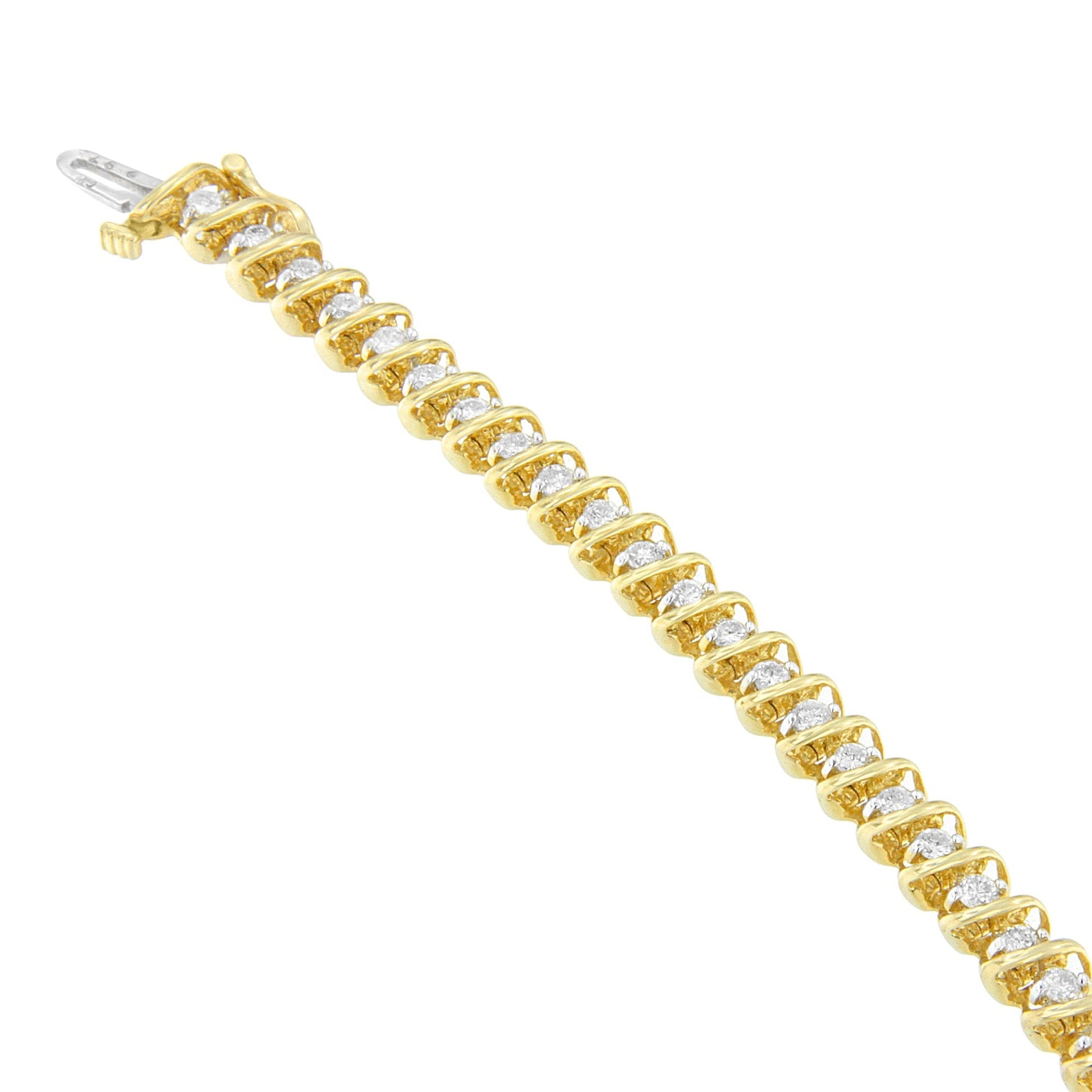 14K Yellow Gold Round Cut Diamond Spiral Link Bracelet (3.00 cttw, H-I Color, SI2-I1 Clarity) Bids.com
