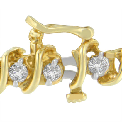 14K Yellow Gold Round Cut Diamond Spiral Link Bracelet (3.00 cttw, H-I Color, SI2-I1 Clarity) Bids.com