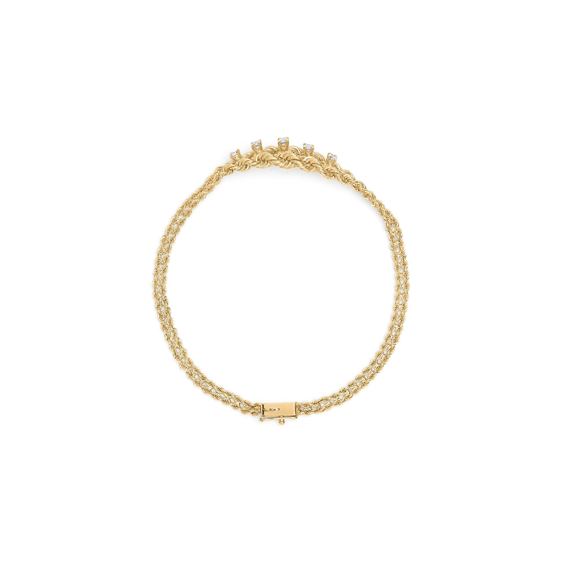 10K Yellow Gold 1/4 Cttw Round-Cut Diamond Basket Weave Rope Chain Style 7" Bracelet (H-I Color, I1-I2 Clarity) Bids.com