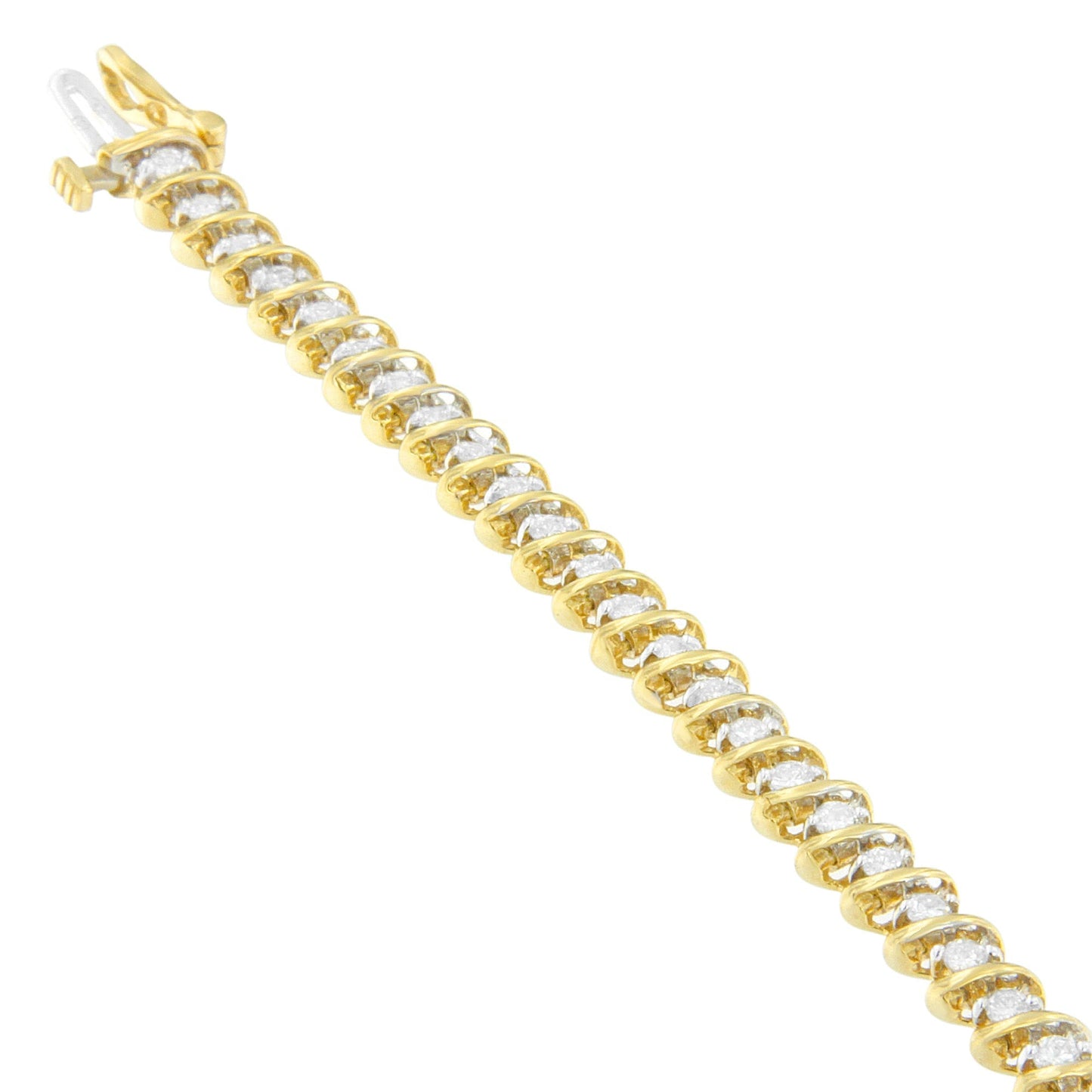 18K Yellow Gold Round Cut Diamond Spiral Link Bracelet (2.00 cttw, I-J Color, I1-I2 Clarity) Bids.com