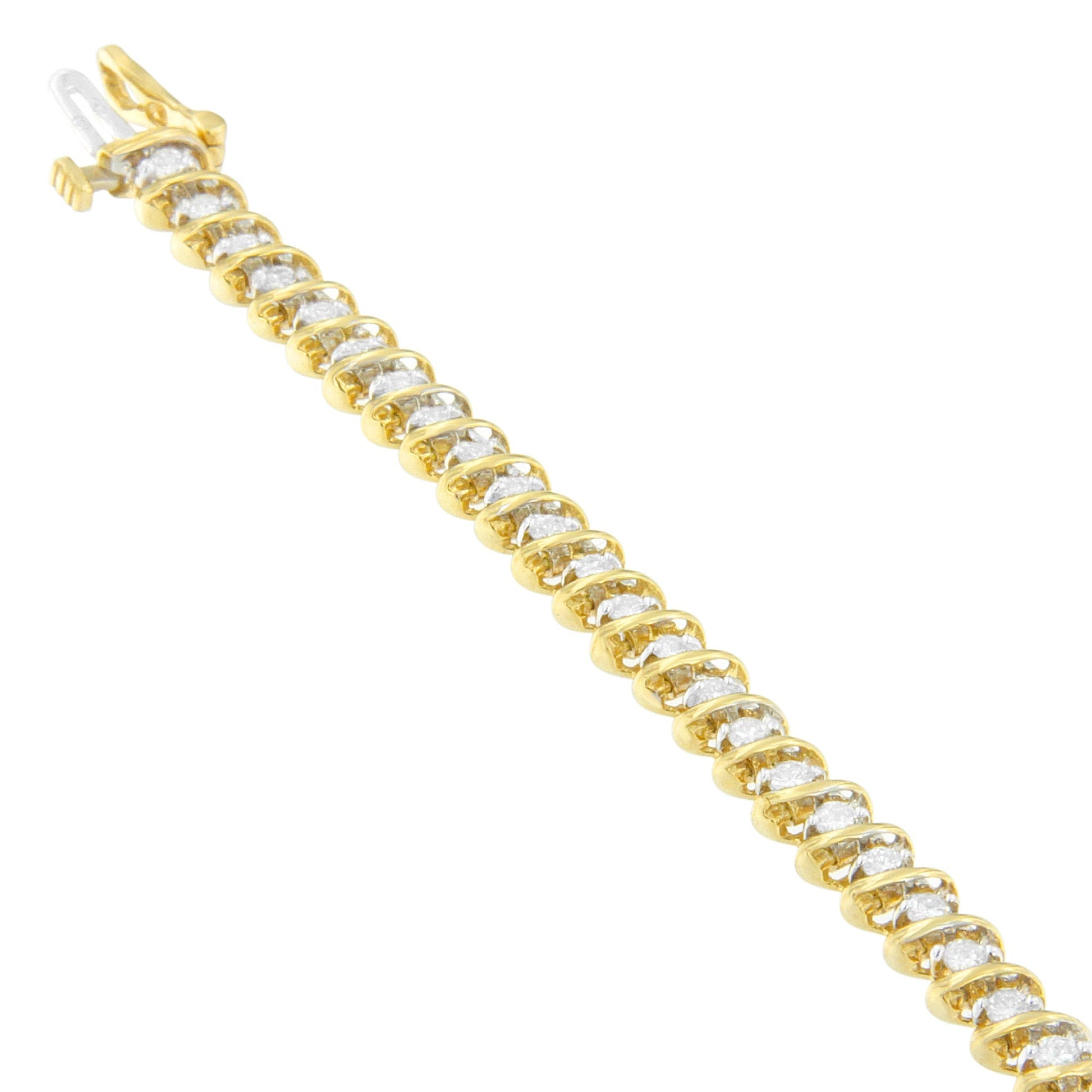 18K Yellow Gold Round Cut Diamond Spiral Link Bracelet (2.00 cttw, I-J Color, I1-I2 Clarity) Bids.com
