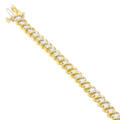 18K Yellow Gold Round Cut Diamond Spiral Link Bracelet (2.00 cttw, I-J Color, I1-I2 Clarity) Bids.com