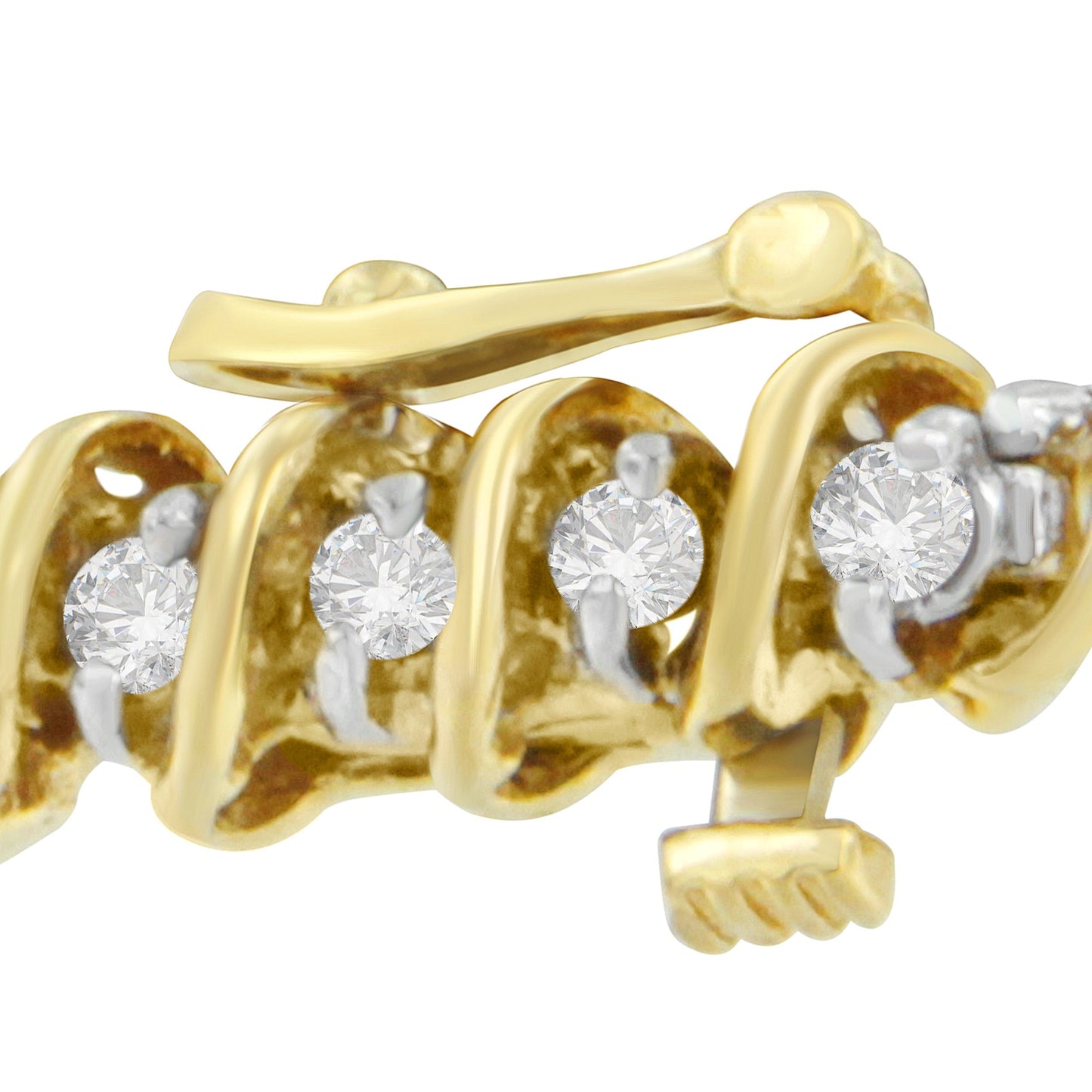 18K Yellow Gold Round Cut Diamond Spiral Link Bracelet (2.00 cttw, I-J Color, I1-I2 Clarity) Bids.com