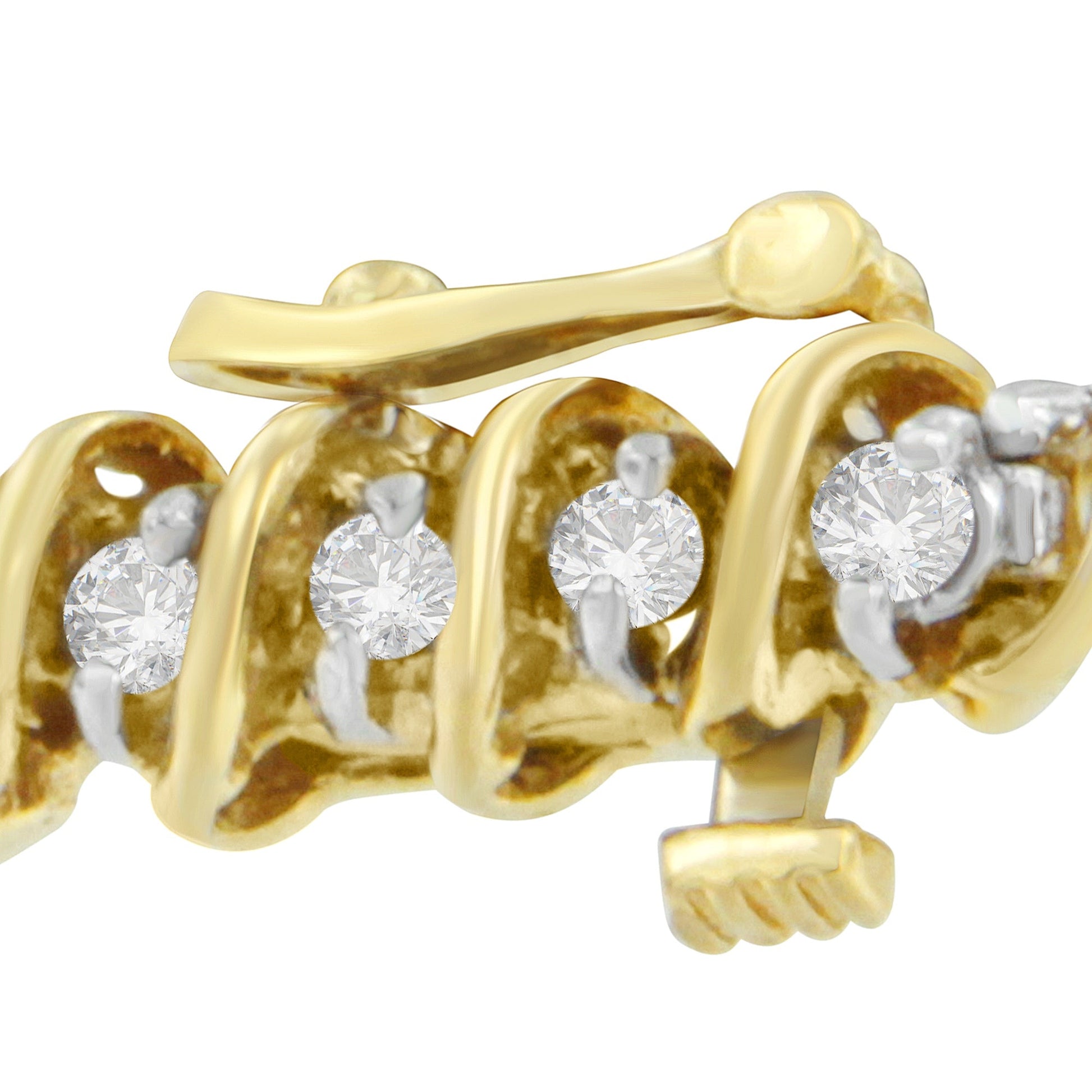 18K Yellow Gold Round Cut Diamond Spiral Link Bracelet (2.00 cttw, I-J Color, I1-I2 Clarity) Bids.com