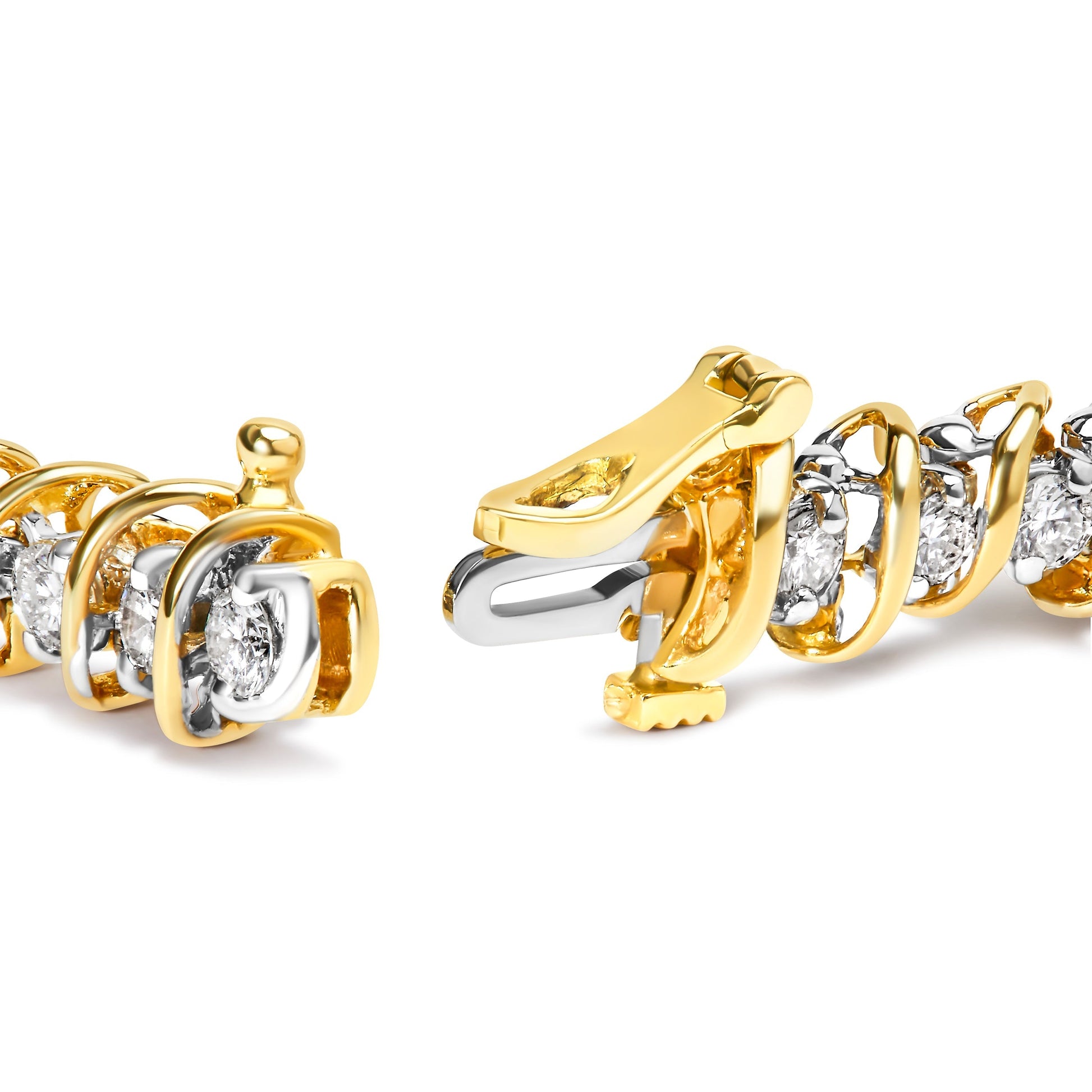 18K Yellow Gold 4.0 Cttw Round-Cut Diamond S-Link 7" Inch Tennis Bracelet (I-J Color, SI1-SI2 Clarity) Bids.com