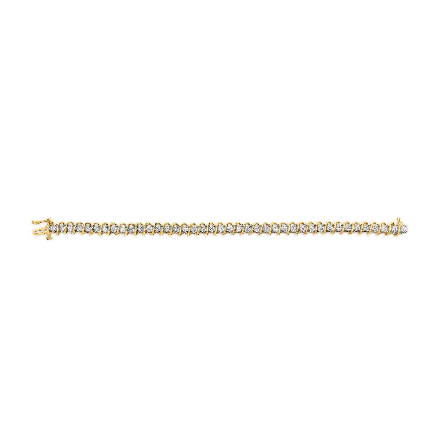 18K Yellow Gold 4.0 Cttw Round-Cut Diamond S-Link 7" Inch Tennis Bracelet (I-J Color, SI1-SI2 Clarity) Bids.com