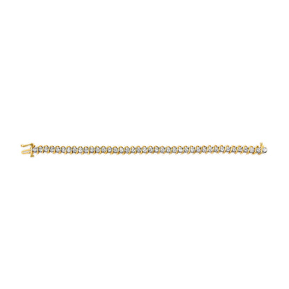 18K Yellow Gold 4.0 Cttw Round-Cut Diamond S-Link 7" Inch Tennis Bracelet (I-J Color, SI1-SI2 Clarity) Bids.com