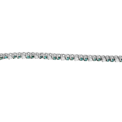 14K White Gold 4 5/8 Cttw Alternating White and Blue Diamond Martini Set Tennis Bracelet (H-I Color, I1-I2 Clarity) - 7" Inches Bids.com
