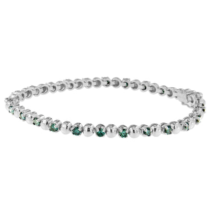 14K White Gold Round-Cut Blue Diamonds Bracelet (3.00 cttw, Blue Color, Clarity) Bids.com