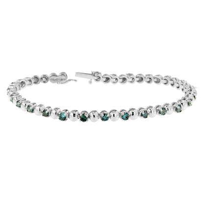 14K White Gold Round-Cut Blue Diamonds Bracelet (3.00 cttw, Blue Color, Clarity) Bids.com