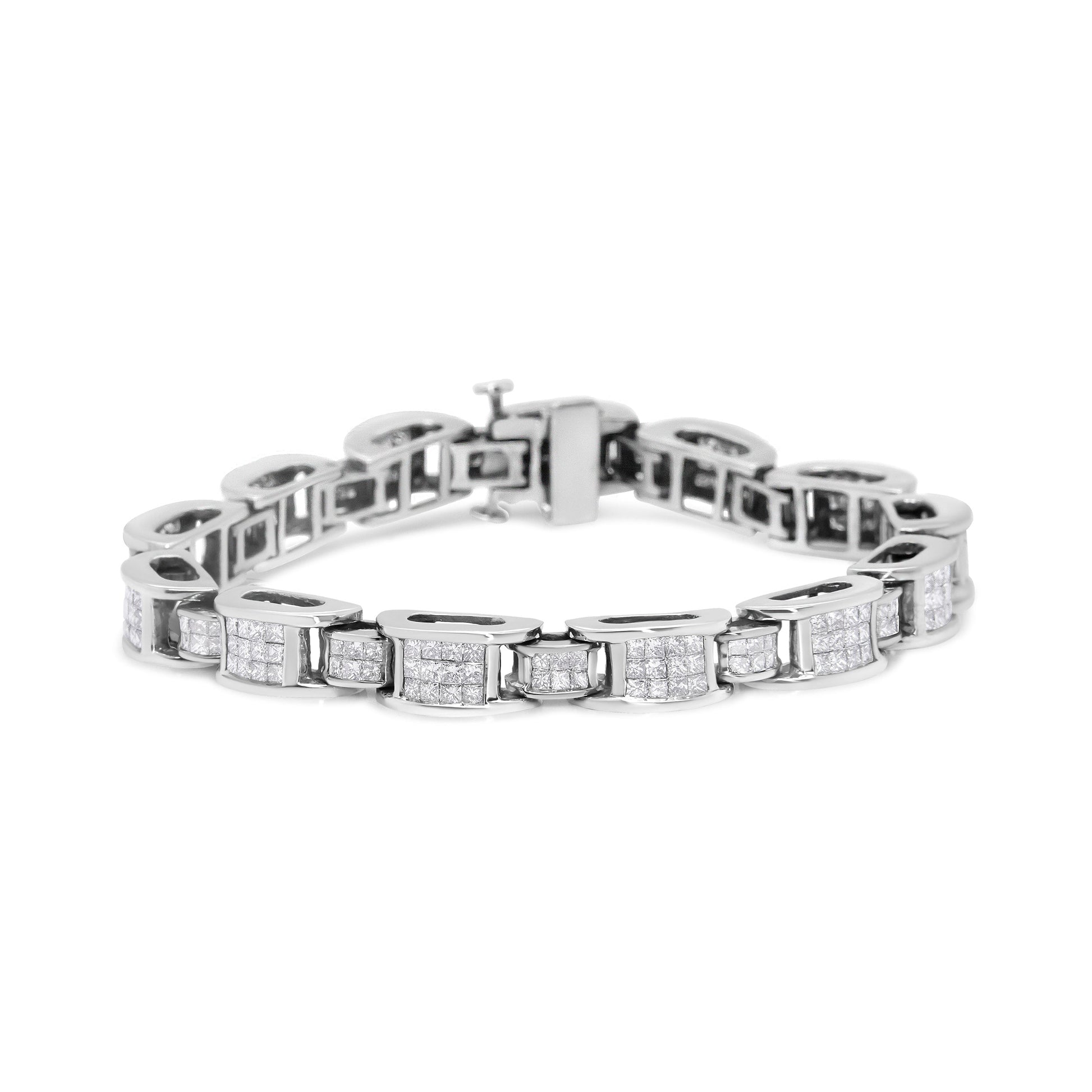 14K White Gold 5.0 Cttw Princess Cut Diamond Invisible Set Alternating Size D Shaped Links Tennis Bracelet (H-I Color, SI2-I1 Clarity) - 7â€ Bids.com
