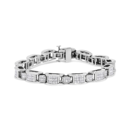 14K White Gold 5.0 Cttw Princess Cut Diamond Invisible Set Alternating Size D Shaped Links Tennis Bracelet (H-I Color, SI2-I1 Clarity) - 7â€ Bids.com