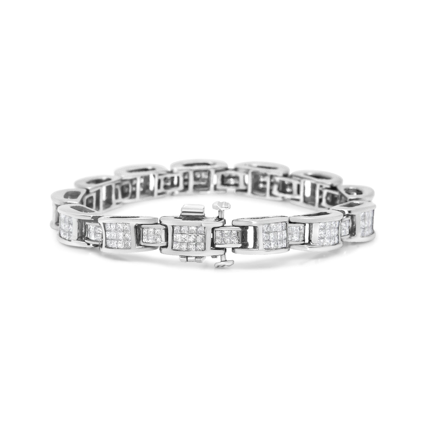 14K White Gold 5.0 Cttw Princess Cut Diamond Invisible Set Alternating Size D Shaped Links Tennis Bracelet (H-I Color, SI2-I1 Clarity) - 7â€ Bids.com