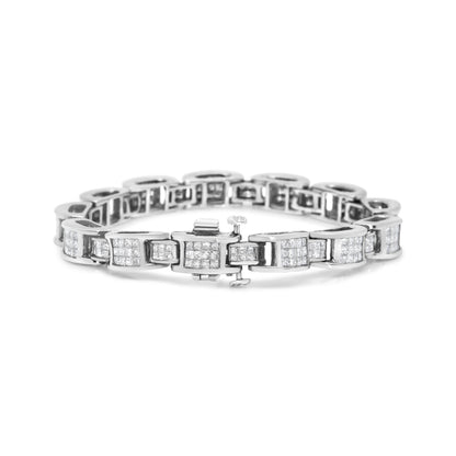 14K White Gold 5.0 Cttw Princess Cut Diamond Invisible Set Alternating Size D Shaped Links Tennis Bracelet (H-I Color, SI2-I1 Clarity) - 7â€ Bids.com