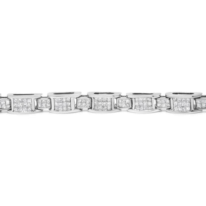 14K White Gold 5.0 Cttw Princess Cut Diamond Invisible Set Alternating Size D Shaped Links Tennis Bracelet (H-I Color, SI2-I1 Clarity) - 7â€ Bids.com