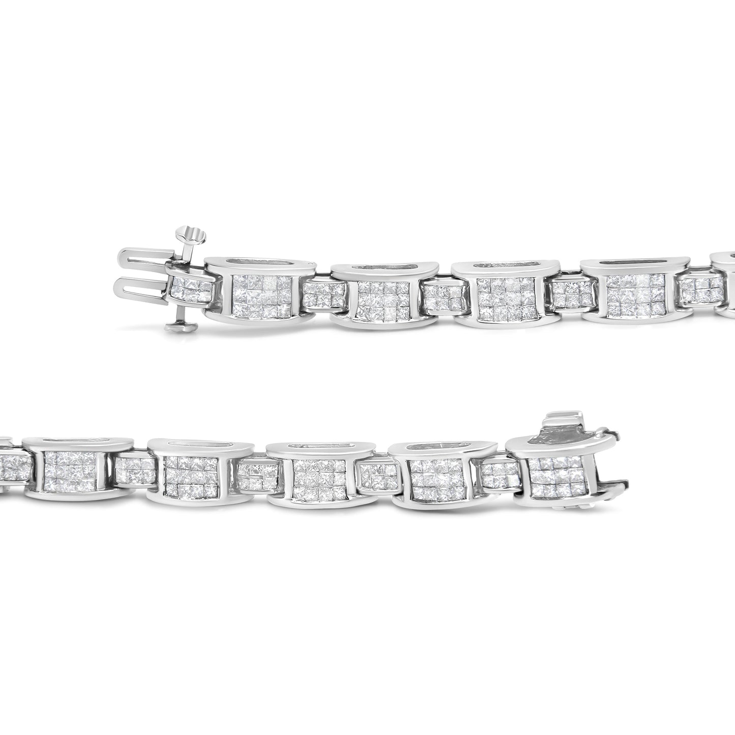 14K White Gold 5.0 Cttw Princess Cut Diamond Invisible Set Alternating Size D Shaped Links Tennis Bracelet (H-I Color, SI2-I1 Clarity) - 7â€ Bids.com