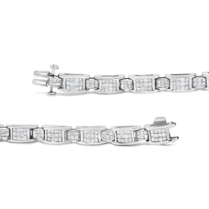 14K White Gold 5.0 Cttw Princess Cut Diamond Invisible Set Alternating Size D Shaped Links Tennis Bracelet (H-I Color, SI2-I1 Clarity) - 7â€ Bids.com
