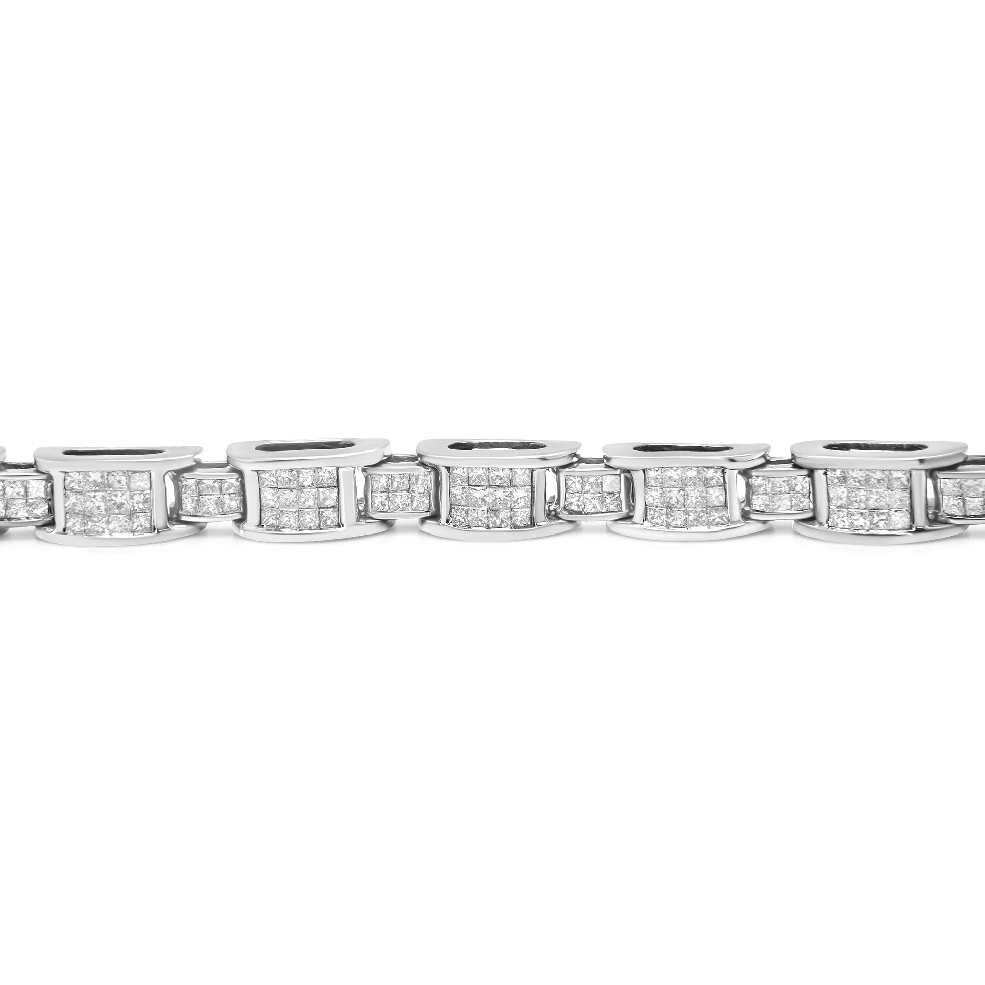 14K White Gold 5.0 Cttw Princess Cut Diamond Invisible Set Alternating Size D Shaped Links Tennis Bracelet (H-I Color, SI2-I1 Clarity) - 7â€ Bids.com