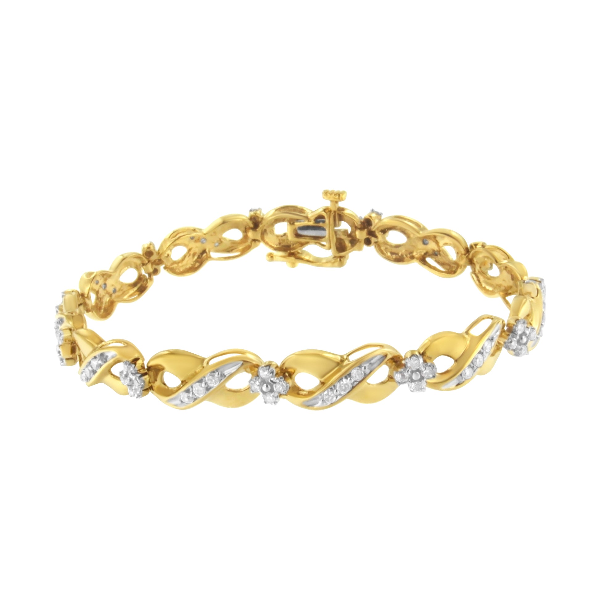 10K Yellow Gold Round-Cut Diamond Infinite Love Bracelet (1.00 cttw, I-J Color, I2-I3 Clarity) Bids.com