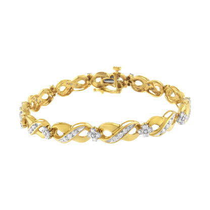 10K Yellow Gold Round-Cut Diamond Infinite Love Bracelet (1.00 cttw, I-J Color, I2-I3 Clarity) Bids.com