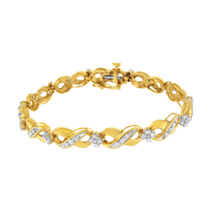 10K Yellow Gold Round-Cut Diamond Infinite Love Bracelet (1.00 cttw, I-J Color, I2-I3 Clarity) Bids.com