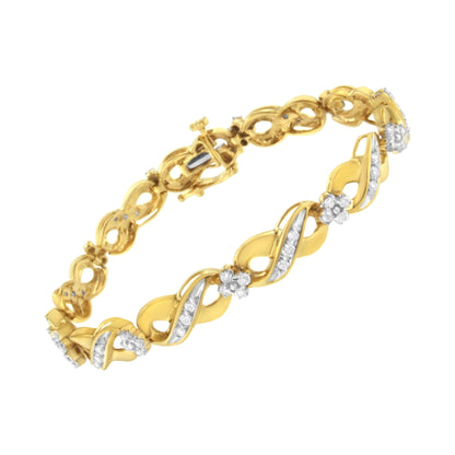 10K Yellow Gold Round-Cut Diamond Infinite Love Bracelet (1.00 cttw, I-J Color, I2-I3 Clarity) Bids.com