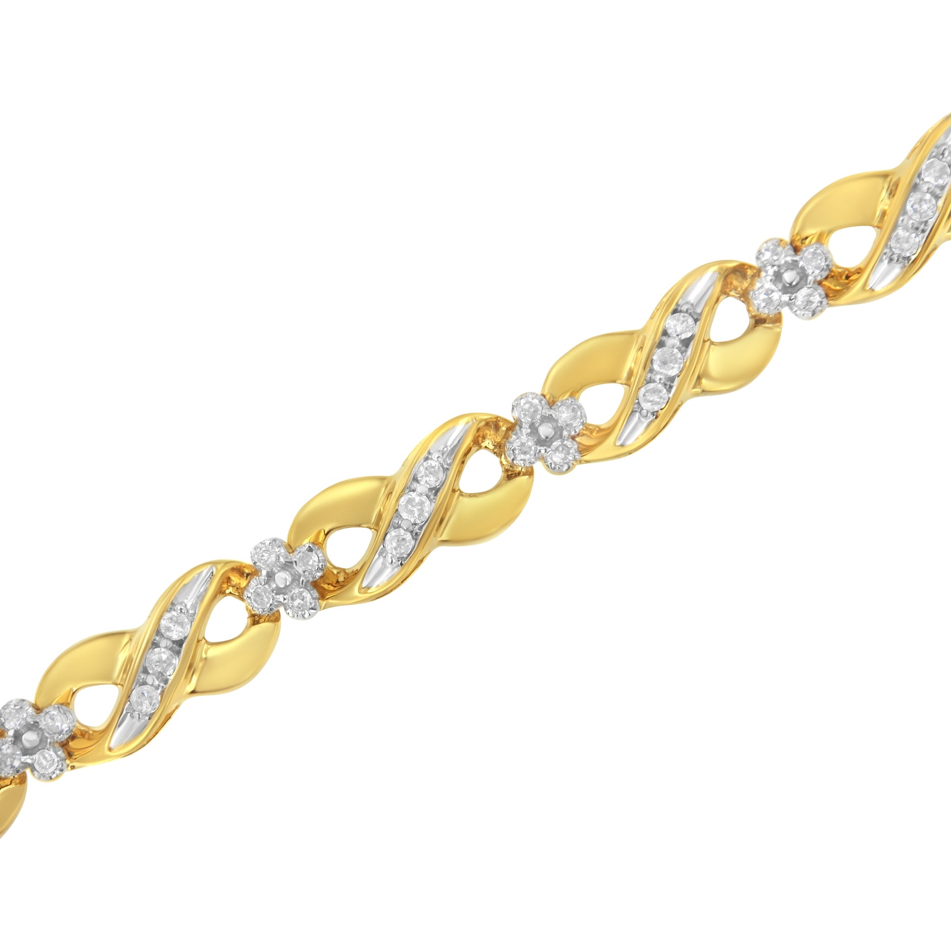 10K Yellow Gold Round-Cut Diamond Infinite Love Bracelet (1.00 cttw, I-J Color, I2-I3 Clarity) Bids.com