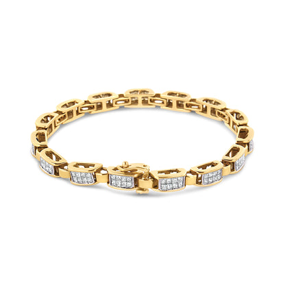 14K Yellow Gold 2 1/2 Cttw Princess-Cut Diamond Link Tennis Bracelet (H-I Color, SI2-I1 Clarity) - 7.25" Bids.com