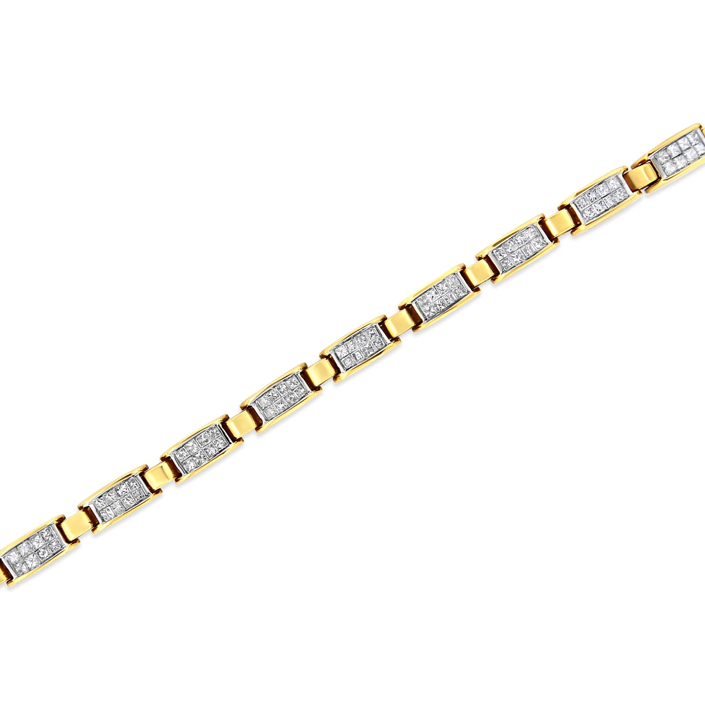 14K Yellow Gold 2 1/2 Cttw Princess-Cut Diamond Link Tennis Bracelet (H-I Color, SI2-I1 Clarity) - 7.25" Bids.com