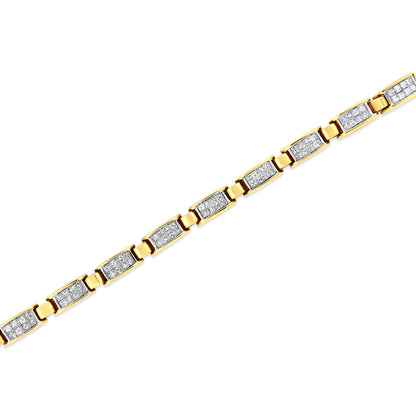 14K Yellow Gold 2 1/2 Cttw Princess-Cut Diamond Link Tennis Bracelet (H-I Color, SI2-I1 Clarity) - 7.25" Bids.com