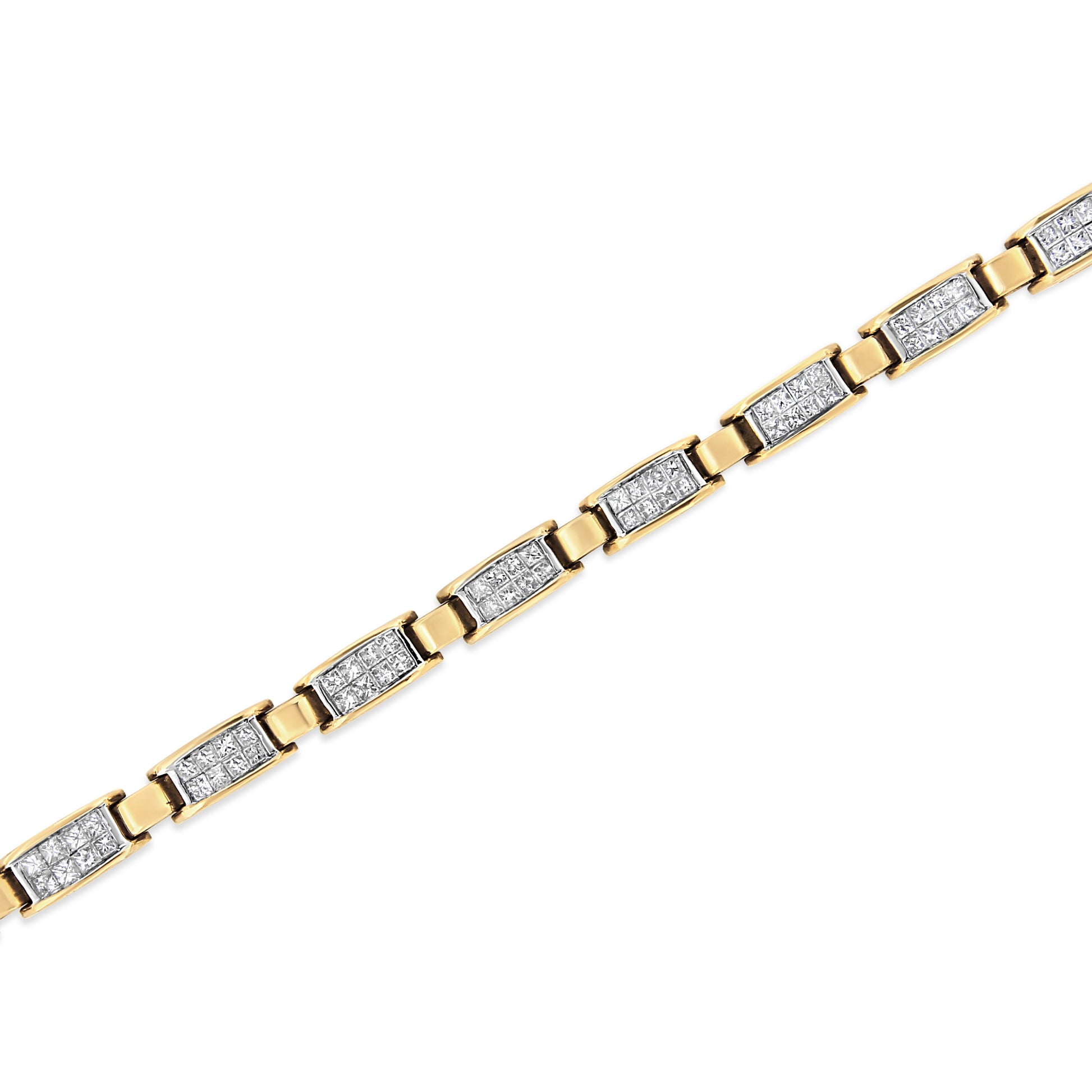 14K Yellow Gold 2 1/2 Cttw Princess-Cut Diamond Link Tennis Bracelet (H-I Color, SI2-I1 Clarity) - 7.25" Bids.com
