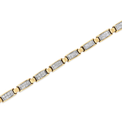 14K Yellow Gold 2 1/2 Cttw Princess-Cut Diamond Link Tennis Bracelet (H-I Color, SI2-I1 Clarity) - 7.25" Bids.com