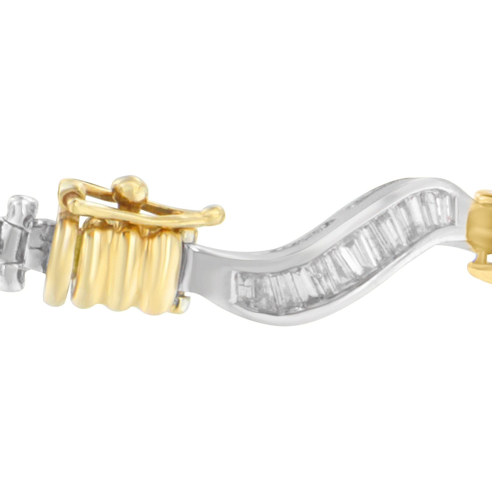 Original Classics 10K Two-Tone Gold Baguette Cut Diamond Spiral Bracelet (2.00 cttw, H-I Color, I1-I2 Clarity) Bids.com