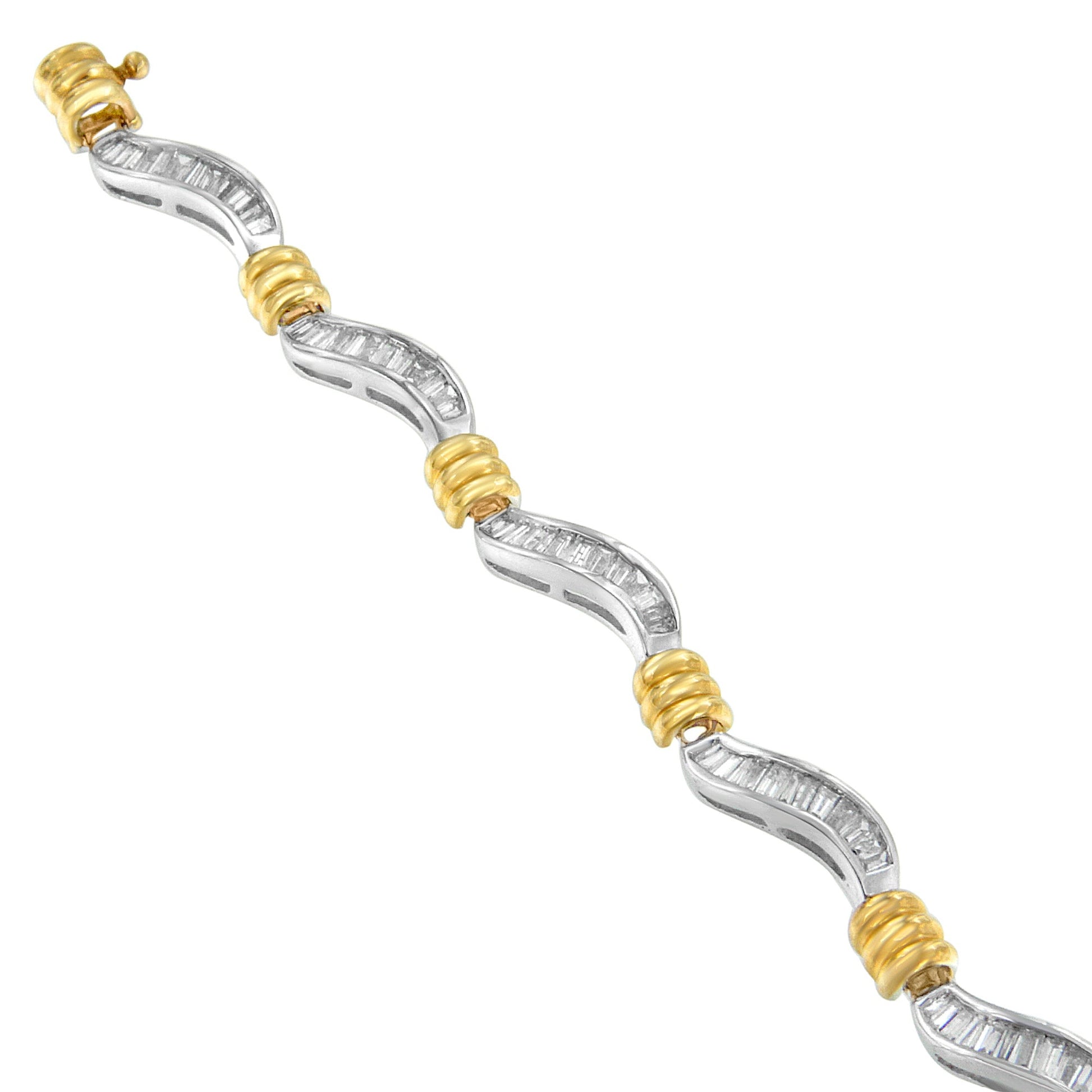 Original Classics 10K Two-Tone Gold Baguette Cut Diamond Spiral Bracelet (2.00 cttw, H-I Color, I1-I2 Clarity) Bids.com