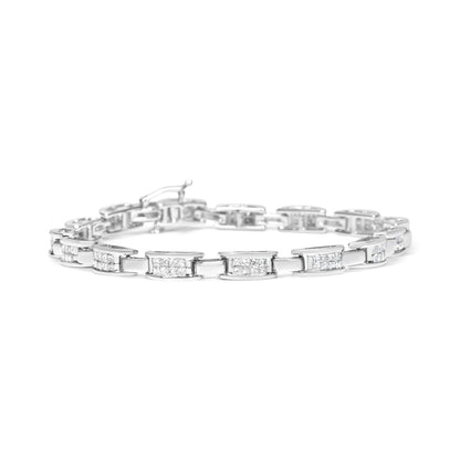 14K White Gold 2.0 Cttw Princess Cut Invisible Set Diamond Rectangular Link Bracelet (I-J Color, I1-I2 Clarity) - 7.25" Bids.com
