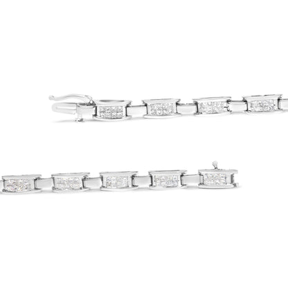 14K White Gold 2.0 Cttw Princess Cut Invisible Set Diamond Rectangular Link Bracelet (I-J Color, I1-I2 Clarity) - 7.25" Bids.com