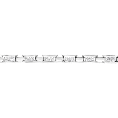 14K White Gold 2.0 Cttw Princess Cut Invisible Set Diamond Rectangular Link Bracelet (I-J Color, I1-I2 Clarity) - 7.25" Bids.com