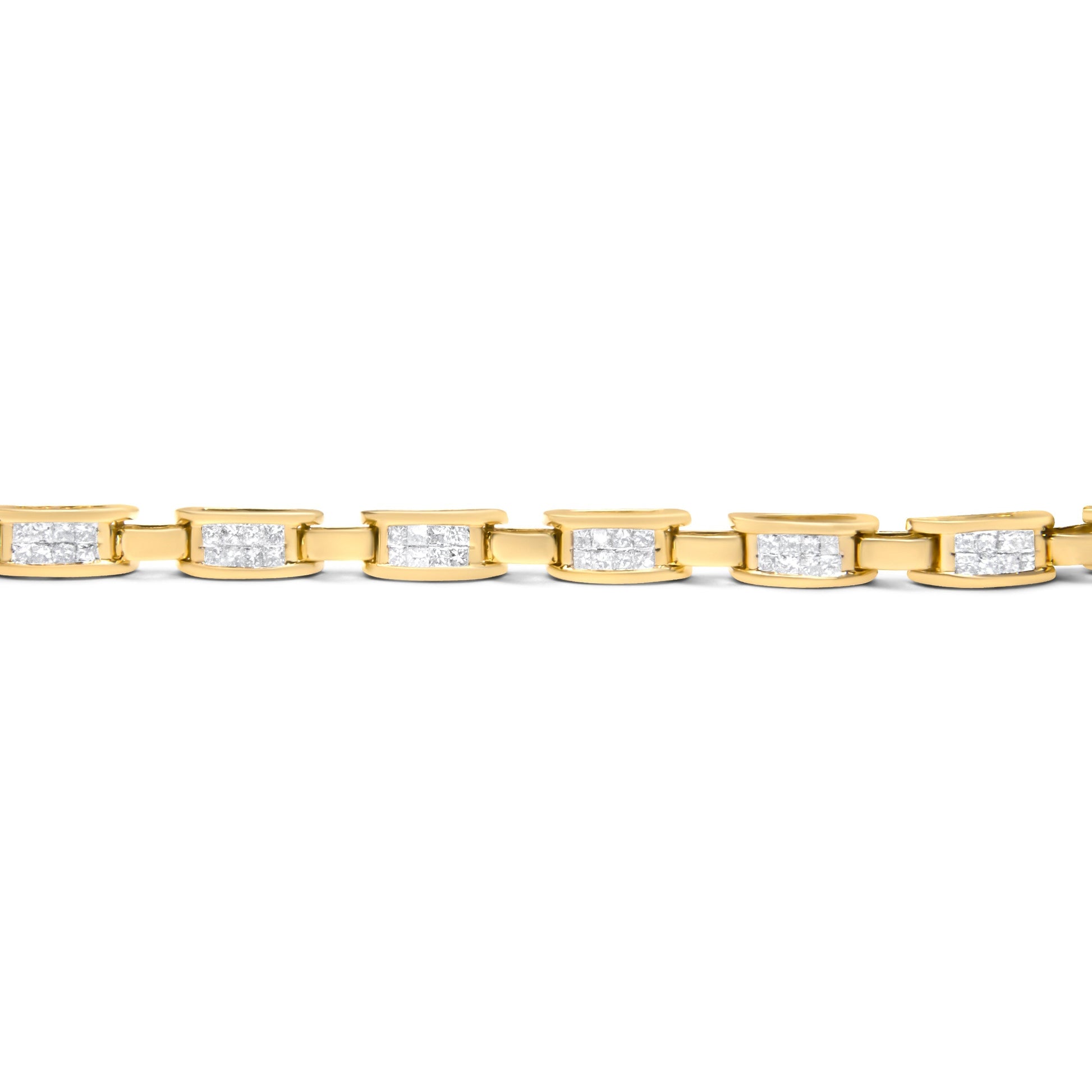 14K Yellow Gold Princess-Cut Diamond Links of Love Bracelet (2.00 cttw, H-I Color, SI2-I1 Clarity) Bids.com