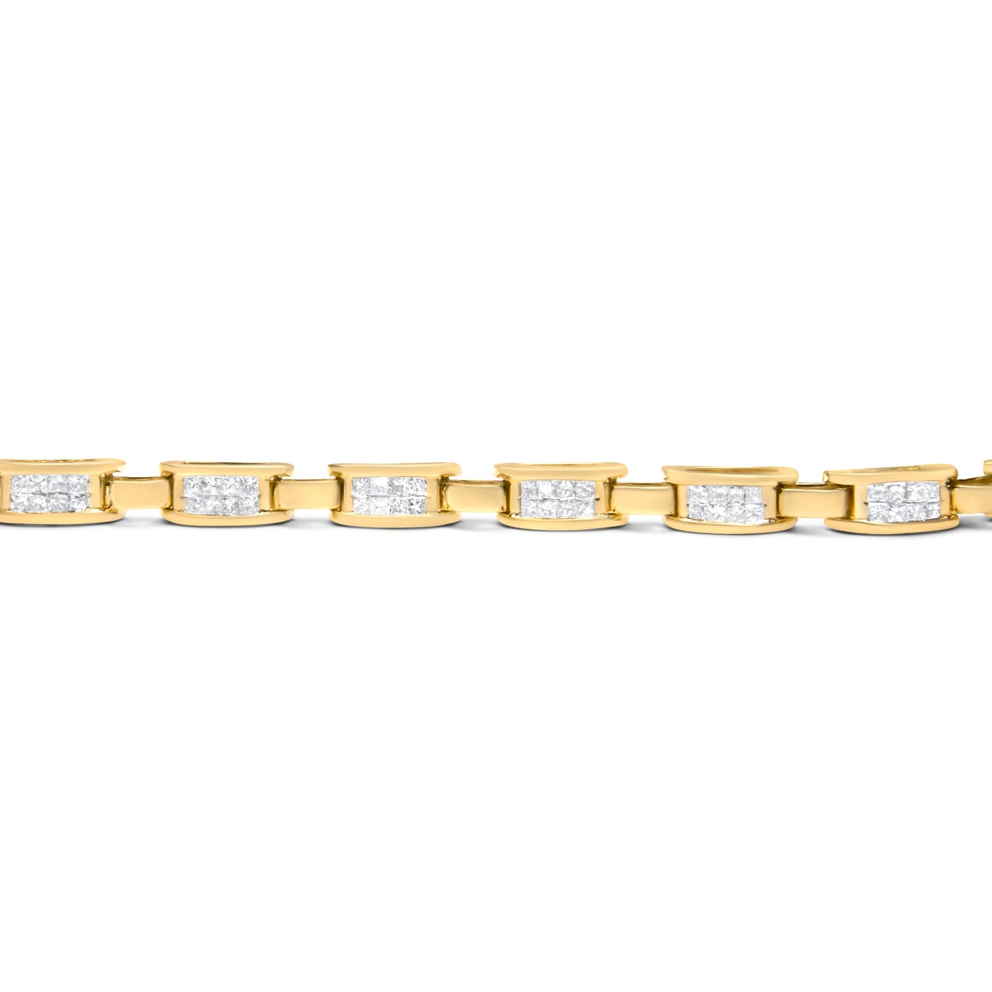 10K Yellow Gold 2.0 Cttw Invisible-Set Princess Cut Diamond Rectangular Link Bracelet (I-J Color, SI2-I1 Clarity) - 7" Bids.com