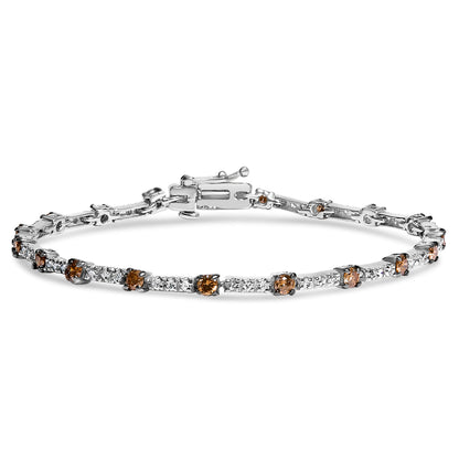 14k White Gold 2 1/4 Cttw Champagne Diamond Bar Link 7" Bracelet (Champagne Color, I1-I2 Clarity) Bids.com