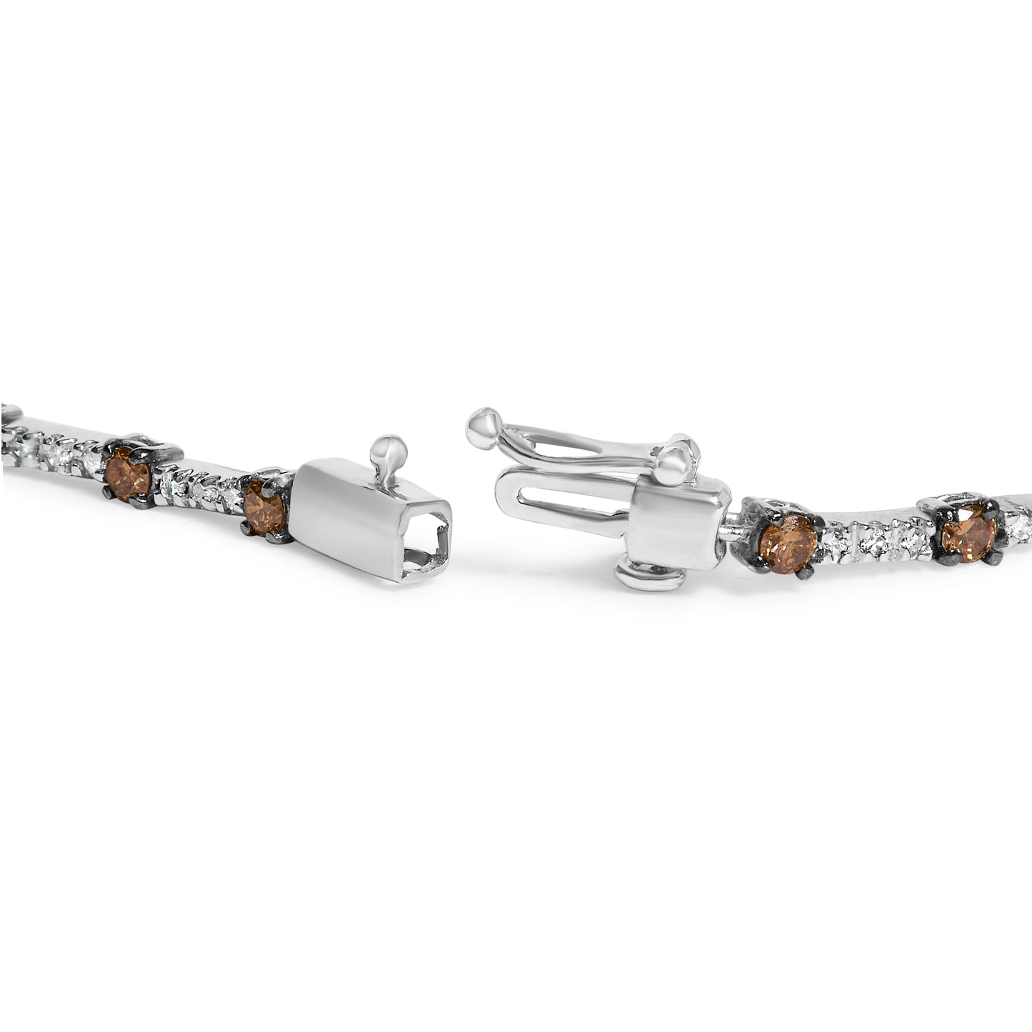 14k White Gold 2 1/4 Cttw Champagne Diamond Bar Link 7" Bracelet (Champagne Color, I1-I2 Clarity) Bids.com