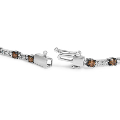 14k White Gold 2 1/4 Cttw Champagne Diamond Bar Link 7" Bracelet (Champagne Color, I1-I2 Clarity) Bids.com