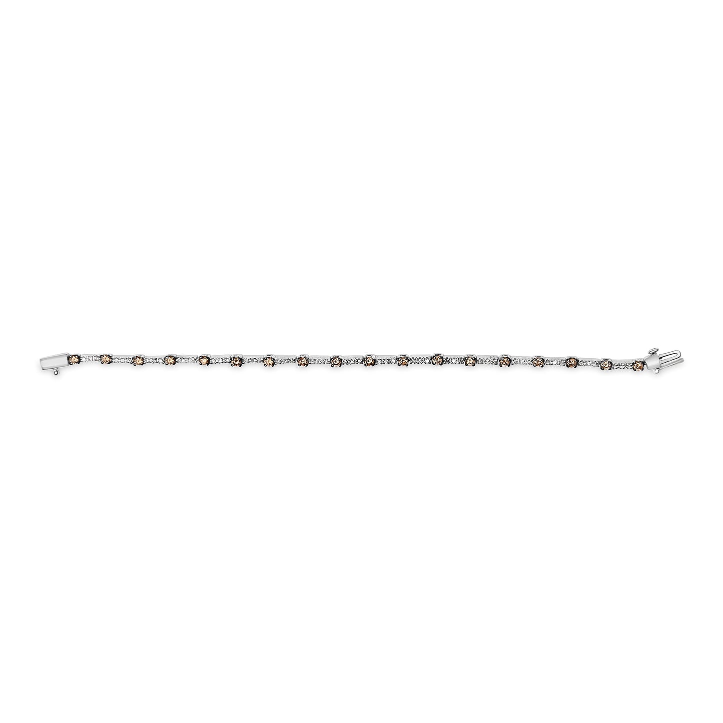 14k White Gold 2 1/4 Cttw Champagne Diamond Bar Link 7" Bracelet (Champagne Color, I1-I2 Clarity) Bids.com