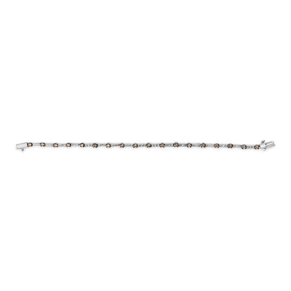 14k White Gold 2 1/4 Cttw Champagne Diamond Bar Link 7" Bracelet (Champagne Color, I1-I2 Clarity) Bids.com