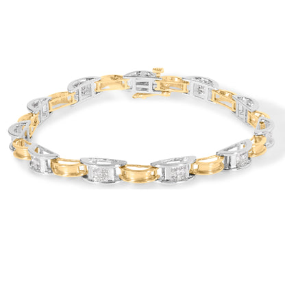 14K Two-Tone Gold 1.00 Cttw Princess-Cut Diamond Chain Link 7" Bracelet (H-I Color, SI1-SI2 Clarity) Bids.com