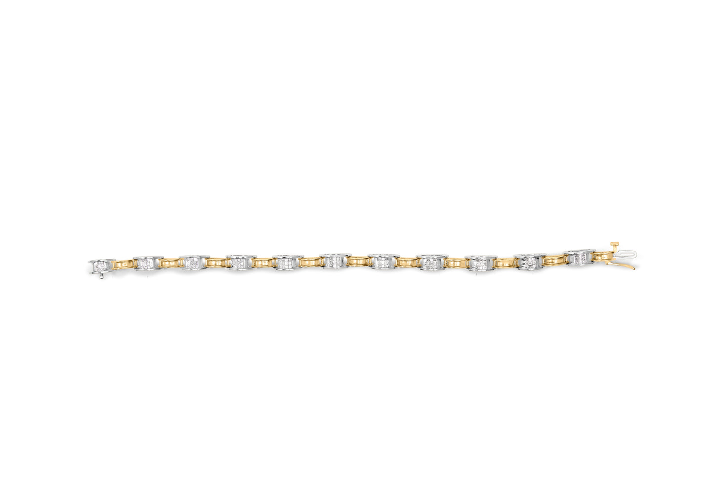 14K Two-Tone Gold 1.00 Cttw Princess-Cut Diamond Chain Link 7" Bracelet (H-I Color, SI1-SI2 Clarity) Bids.com