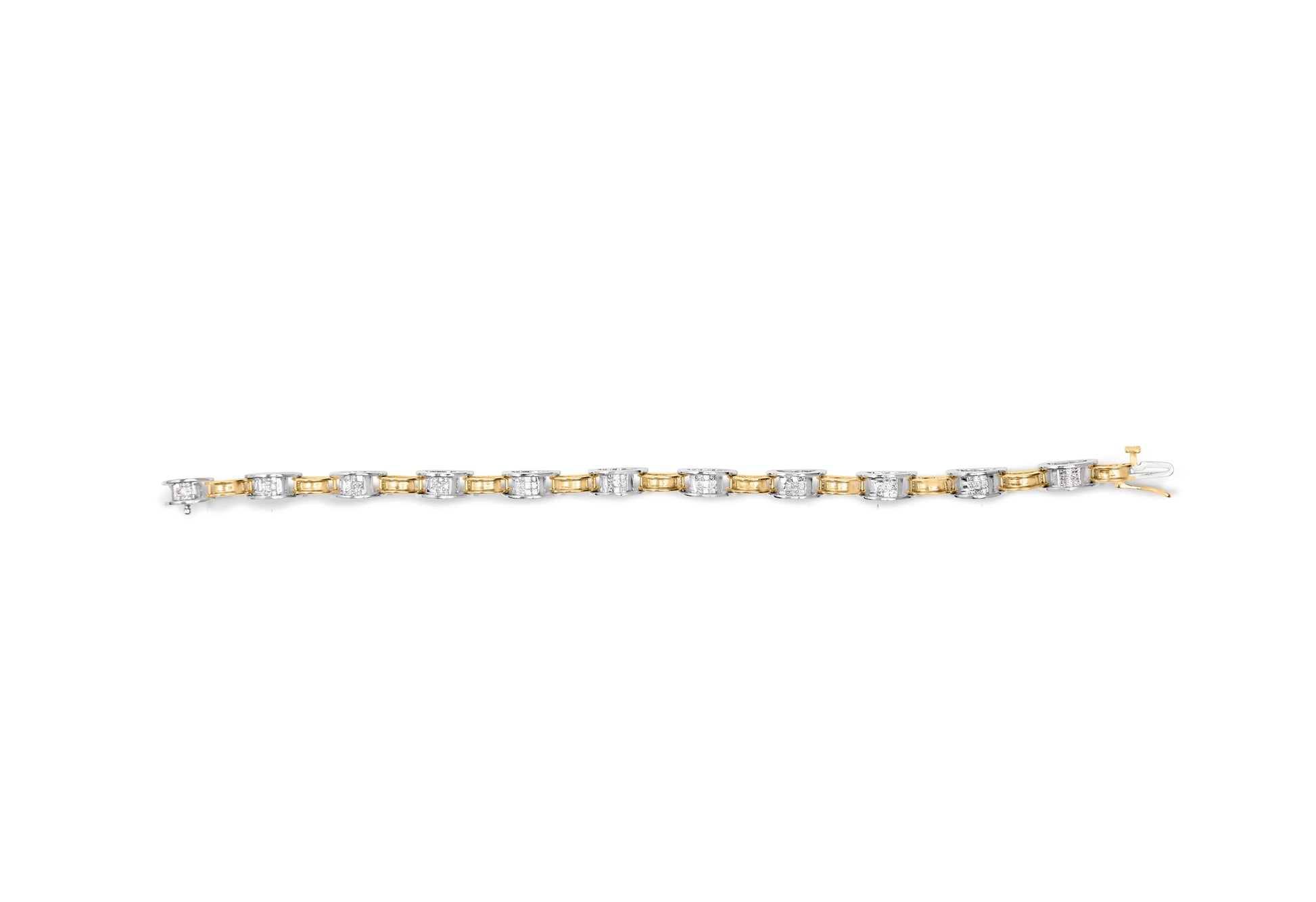 14K Two-Tone Gold 1.00 Cttw Princess-Cut Diamond Chain Link 7" Bracelet (H-I Color, SI1-SI2 Clarity) Bids.com